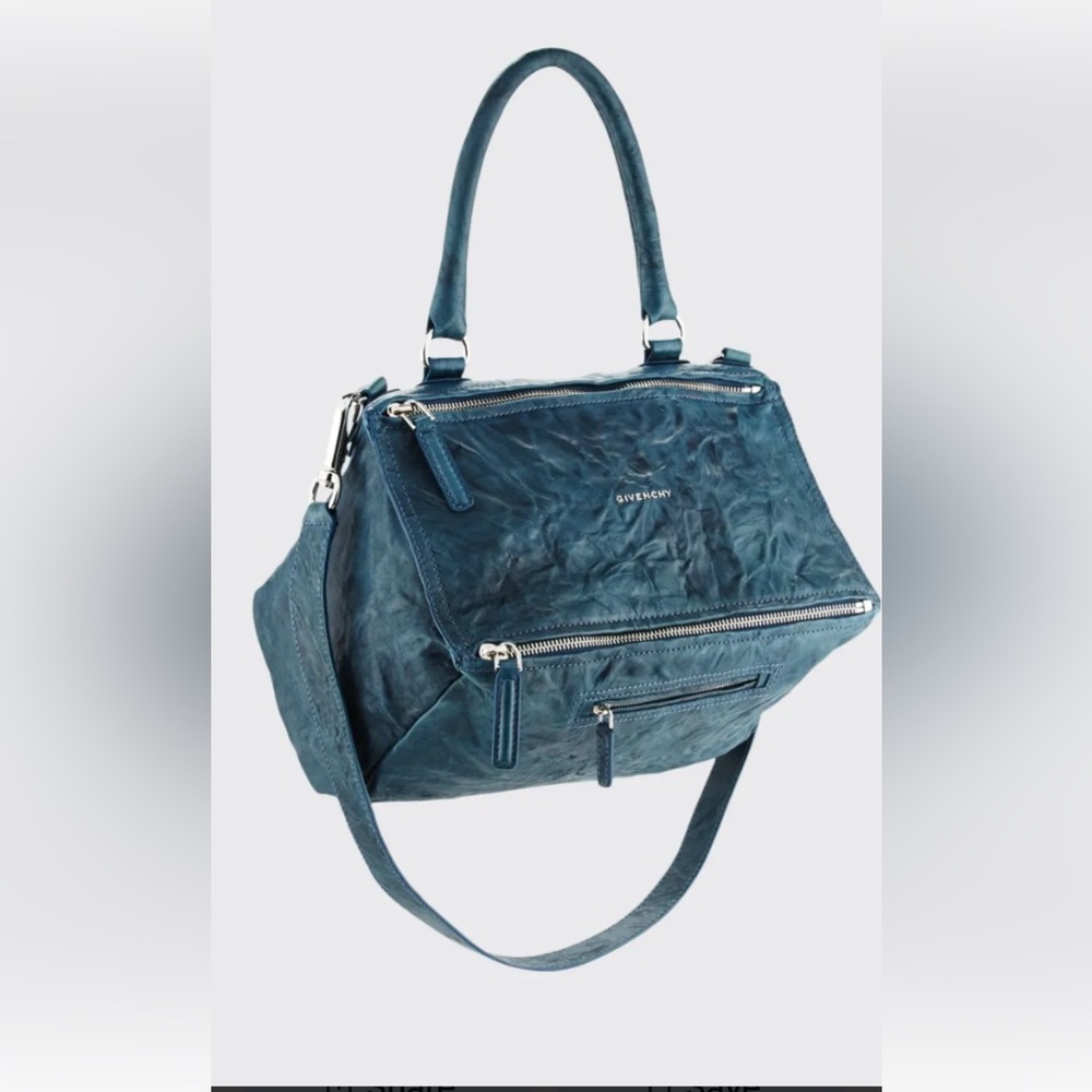 Givenchy Pandora medium Satchel with Silver Hardware in rare mineral blue color